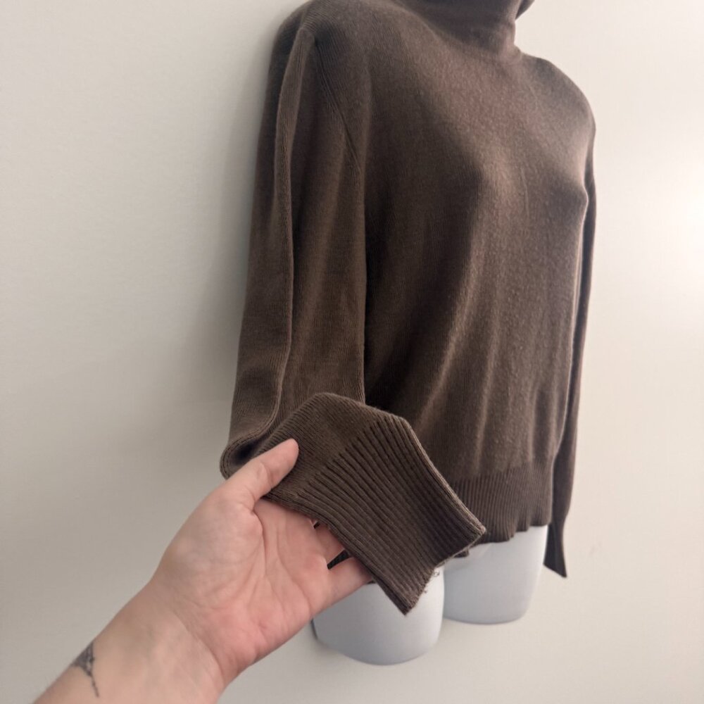 Vintage Ciao Ltd Mushroom Brown Mock Neck Zip Sweater | Size 12 - Picture 6 of 9